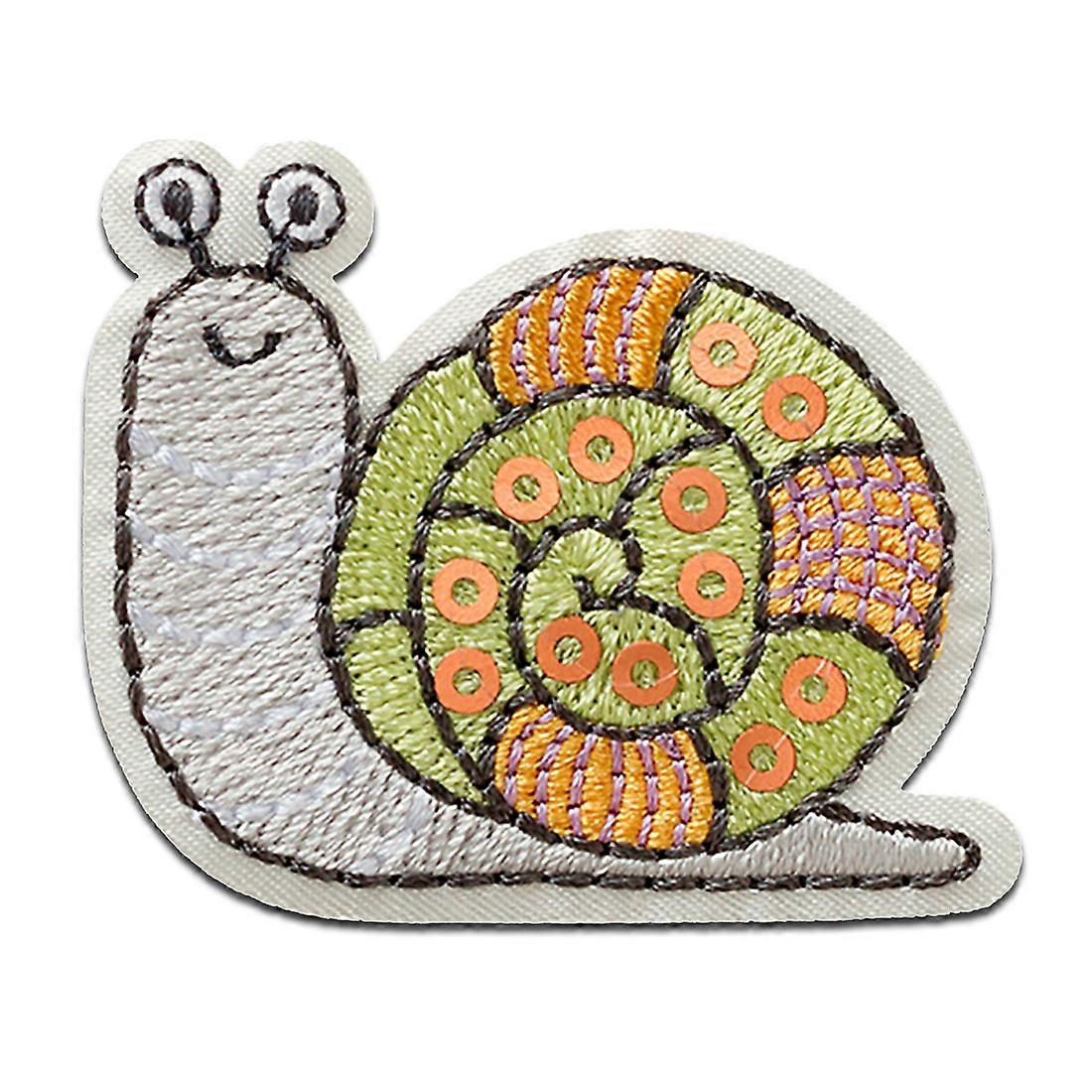 Snail with sequins animal - patch, iron-on patch, size: 3.7 x 4.3 cm