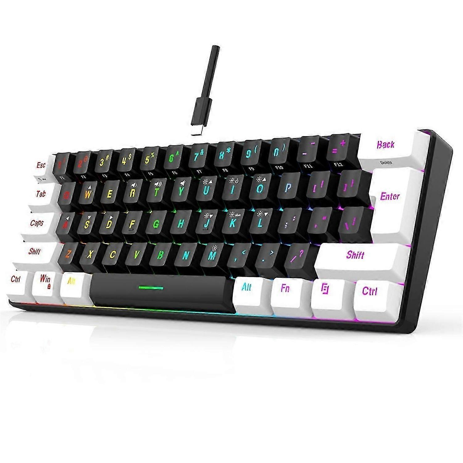 USB Wired 61Keys RGB Backlit Computer/MAC Keyboard Black