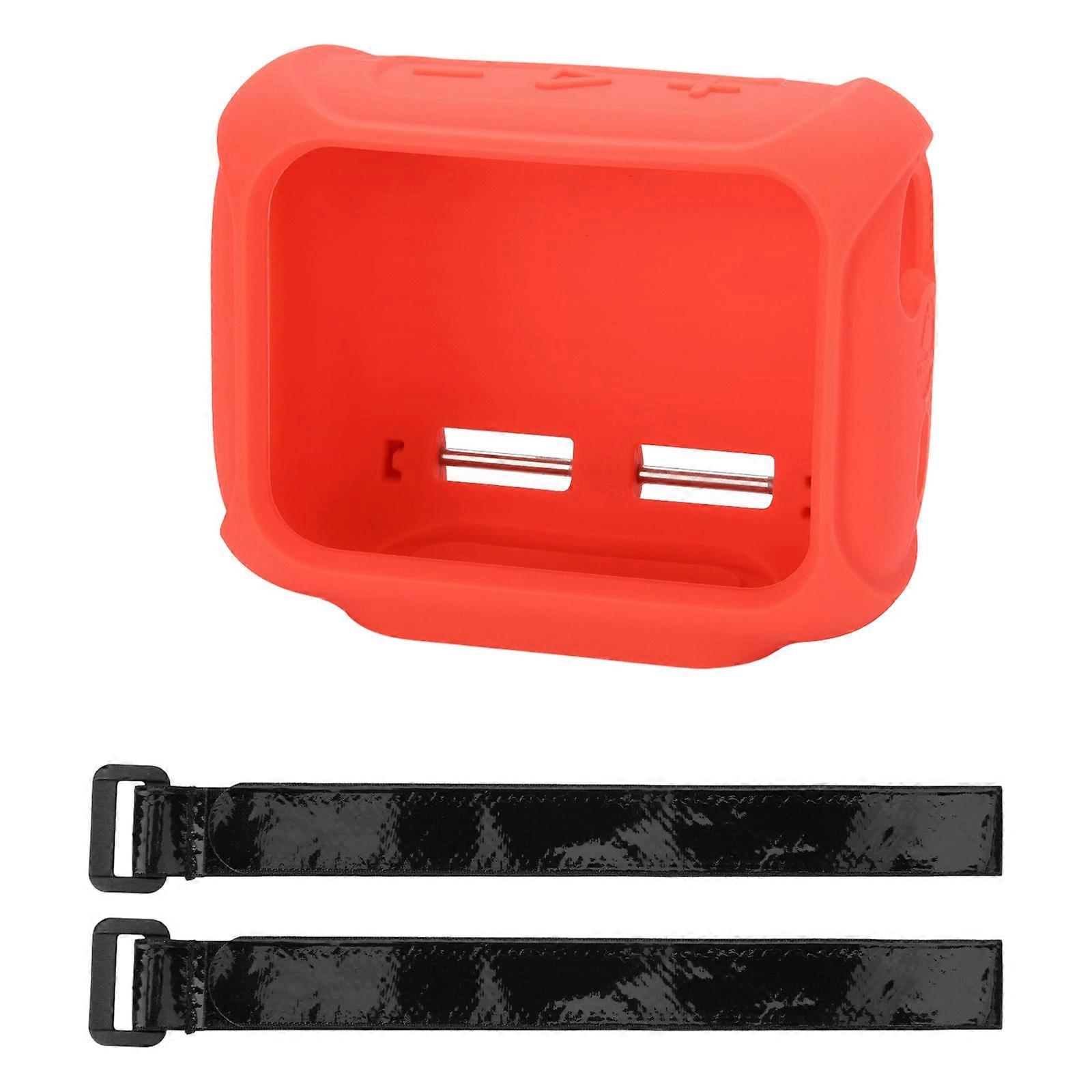 Portable Speaker Silicone Protective Case For Go 5 Cover, Matte Shell with Double Strap Mounting Support  Red