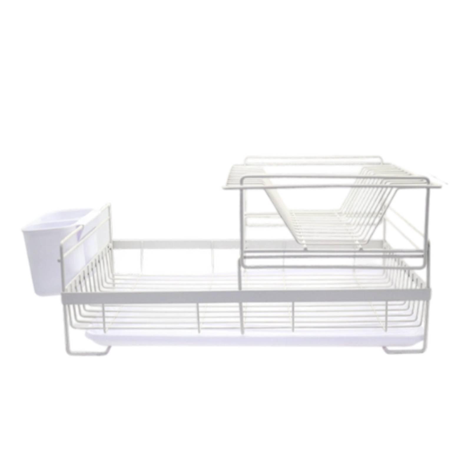 Dish Drain Rack with Drain Tray Space-Saving Dish Drain Rack Compact Kitchenware