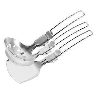 Outdoor Foldable Tableware Set Durable 304 Stainless Steel Utensils For Camping Hiking Picnic BBQ Travel 3Pcs
