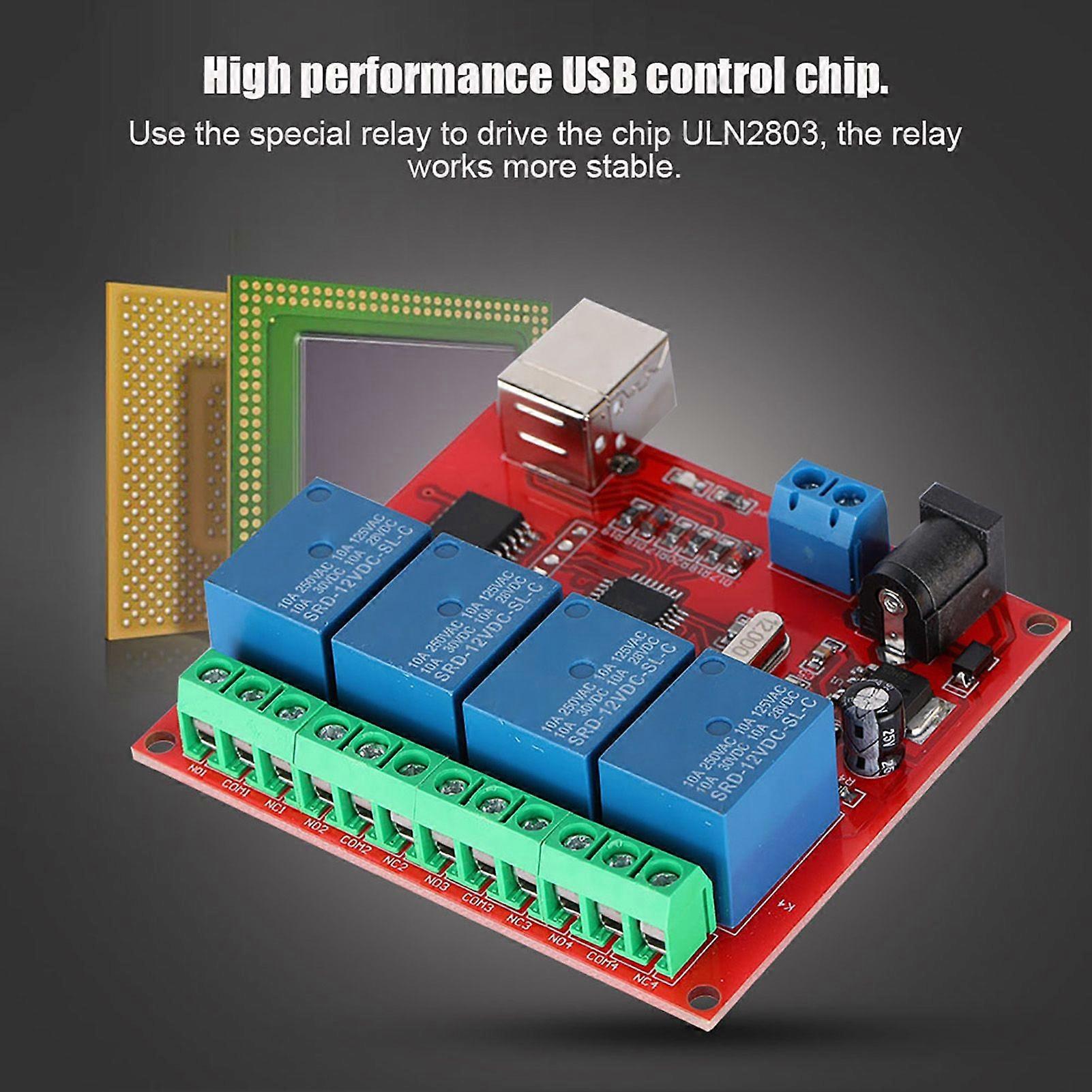 4-Channel 12V Computer USB Smart Switch Controller PC Relay Module Expansion Board