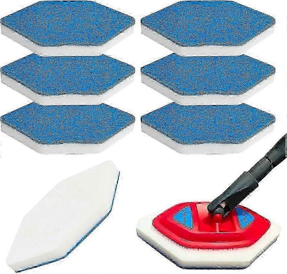 6 Pack Bath and Tub Mop Refills Replacement Compatible with Vileda Bath Magic Bath Multi-Surface Sponge, Hexagonal Shape