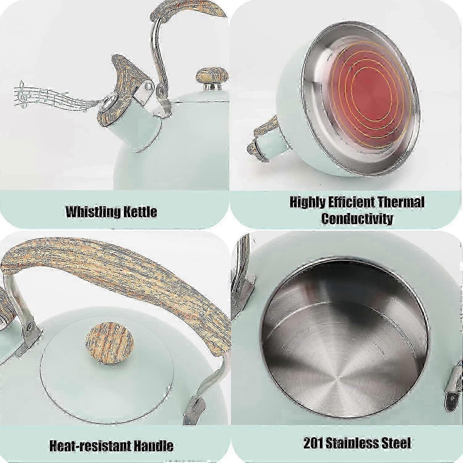 Induction compatible tea kettle 2.5L with ergonomic handle