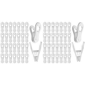 100 Pack White Plastic Hanger Clips for Baby Clothes Hanger Clips- 2.75 Inch Multi-Purpose Hangers Clip for Pants Socks
