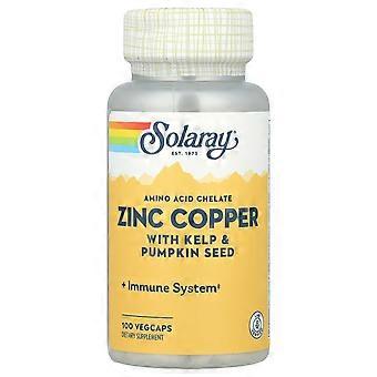 2 x Solaray, Zinc Copper with Kelp & Pumpkin Seed, 100 VegCaps