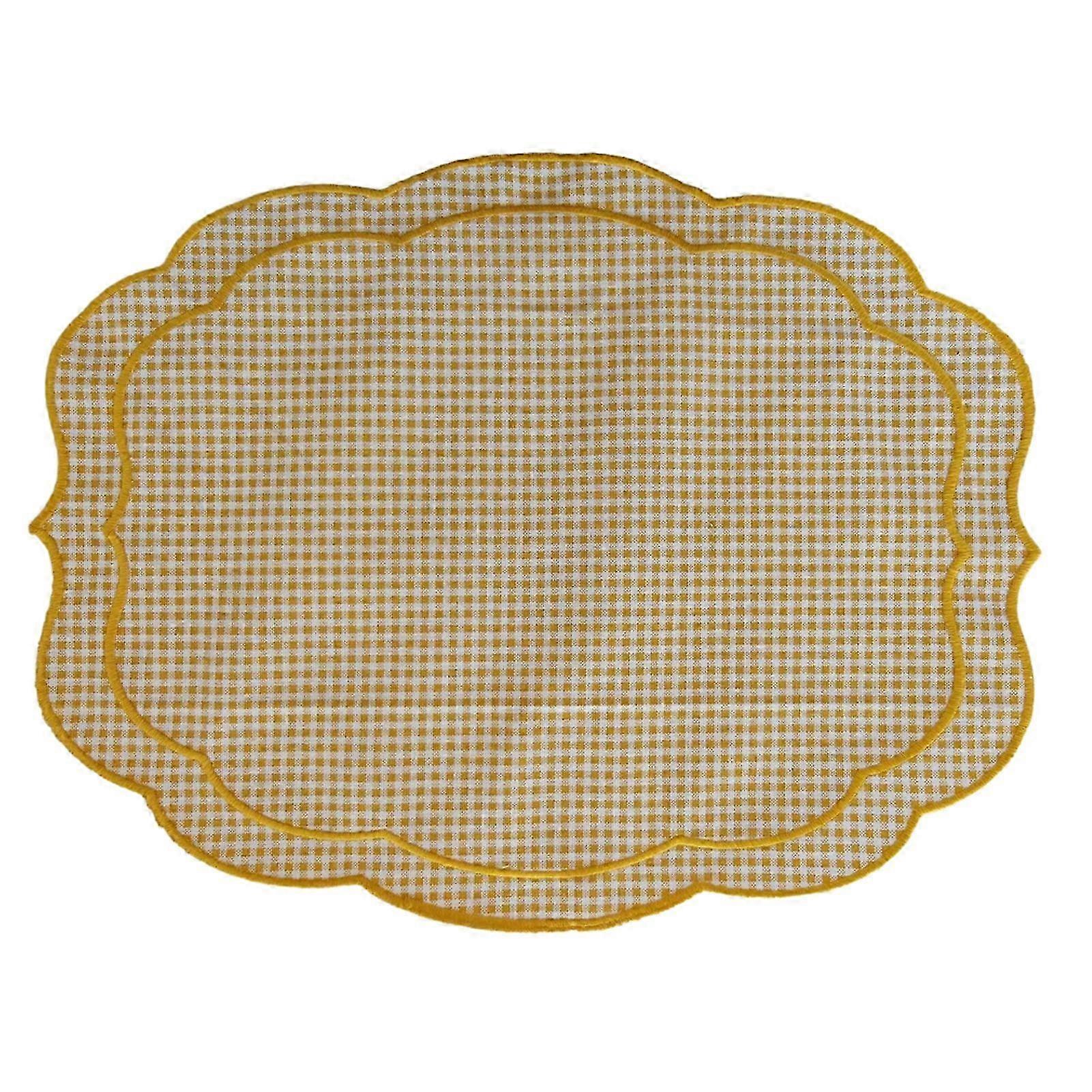 Retro Plaid Embroidered Cotton Mat