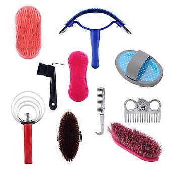 10Pcs Horse Grooming Care Kit Equestrain Brush Curry Comb Horse Cleaning Tool Set
