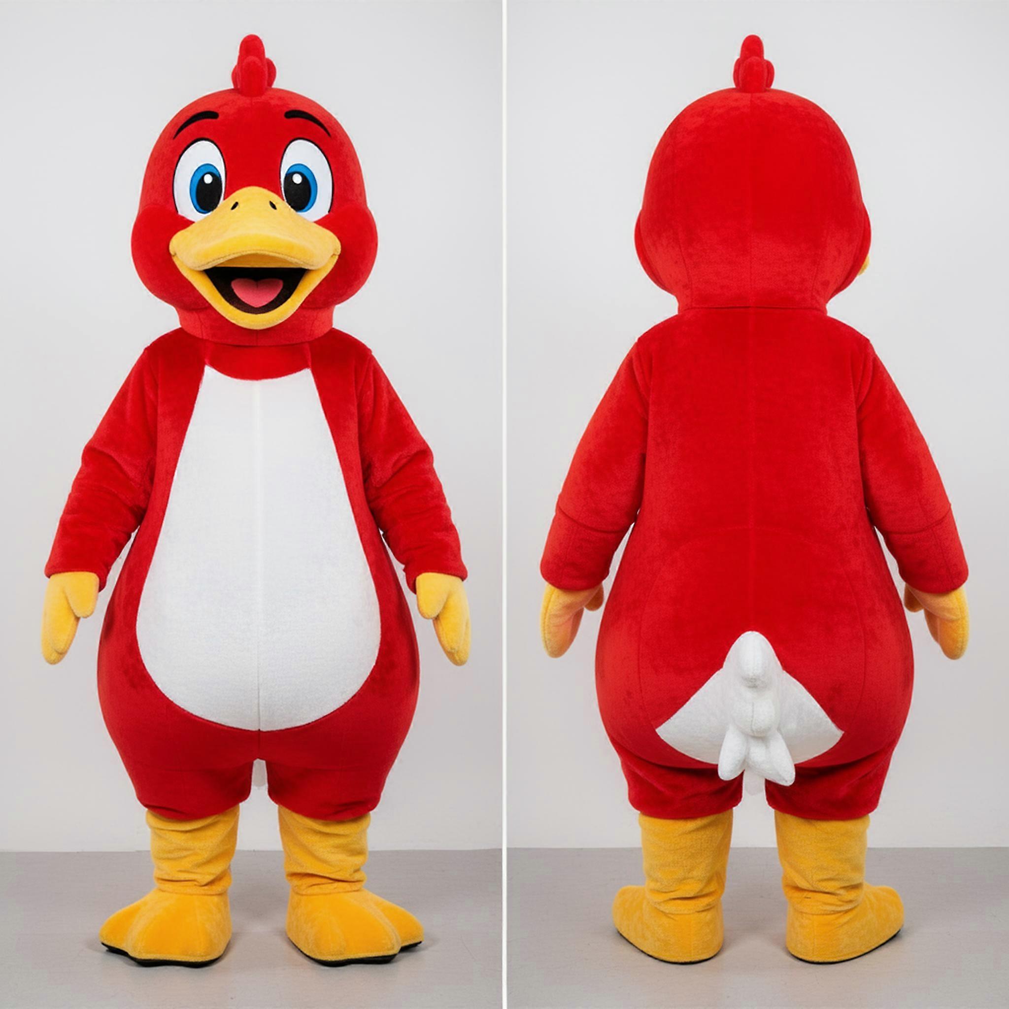 MASTICOT Crimson Red Fluffy Geese Mascot