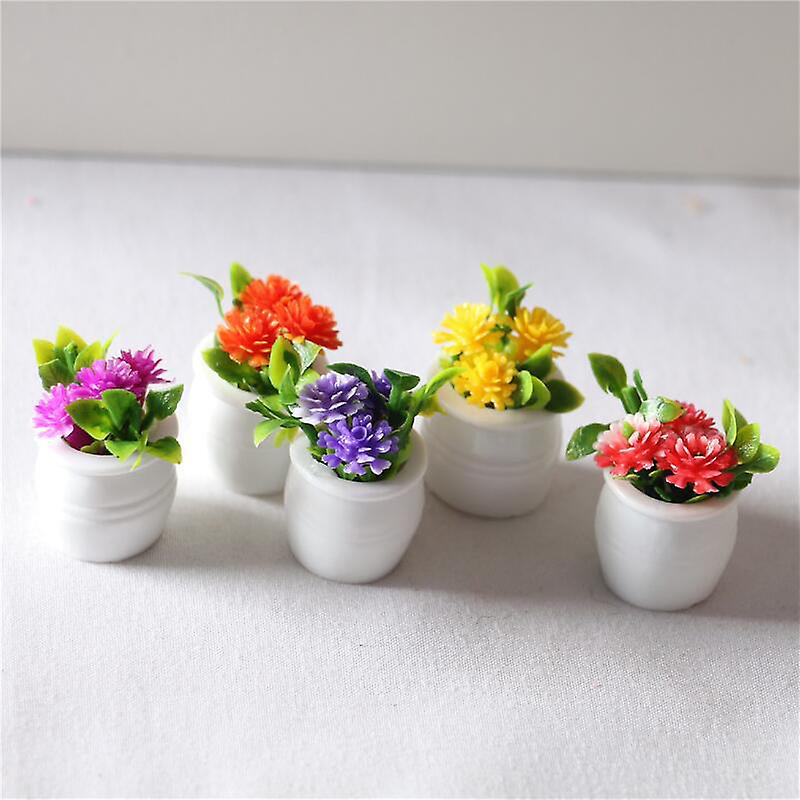3pcs 1:12 玩具屋迷你绿色植物盆栽模拟盆栽植物