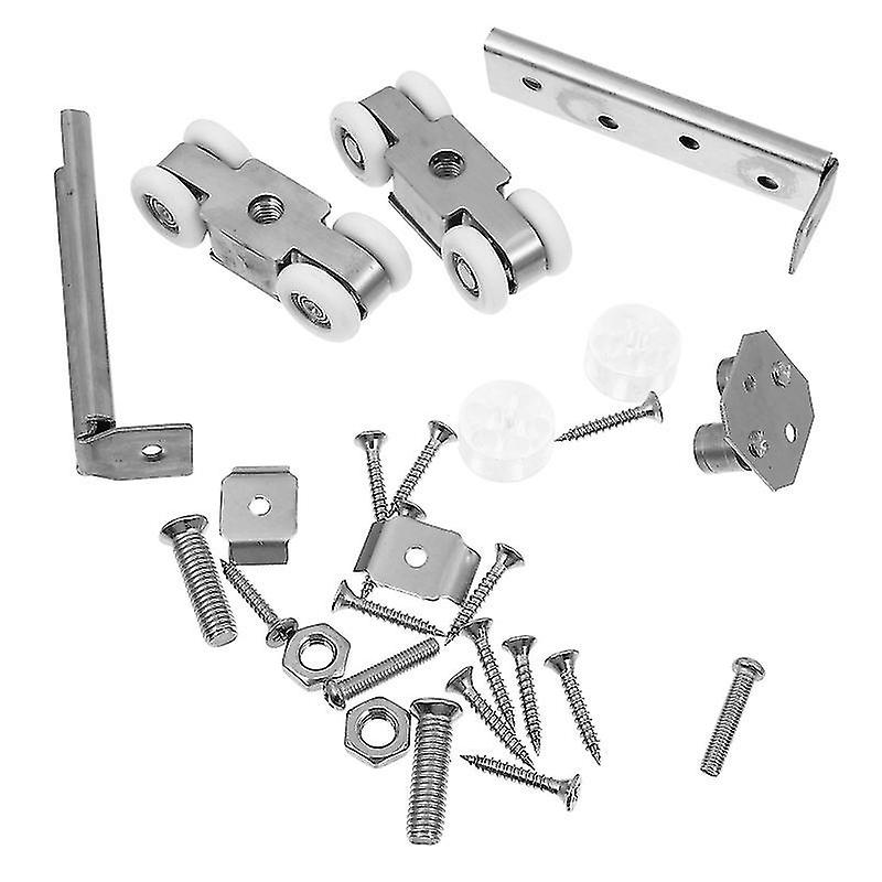 7X2.3x2cm Silver Pulleys, Blocks & Sheaves 1 Set Track Roller Barn Door Track Door Hanging 4 Wheels
