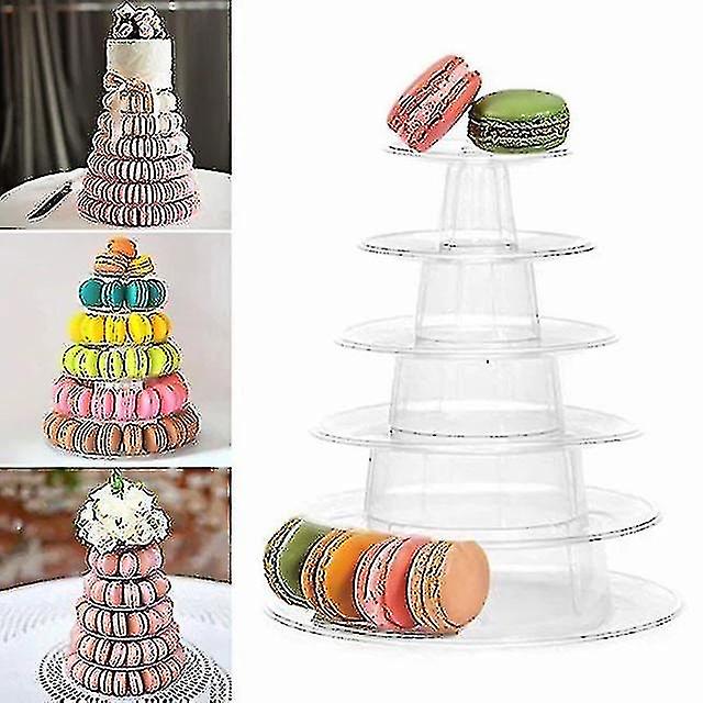 Macaron Cake Display Stand Round Plastic Cake Tower Stand,6-layer