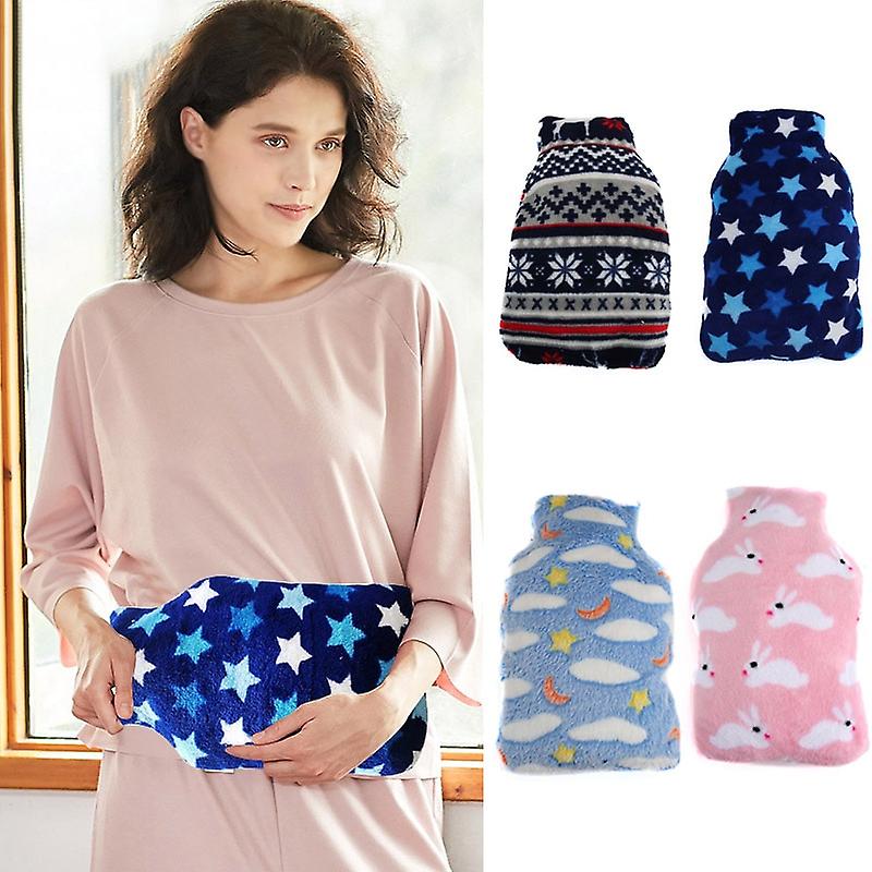 Hot Water Bottle Bag Cover Coral Fleece Cloth 1000ml Keep Warm Soft Home Relaxing Xobw
