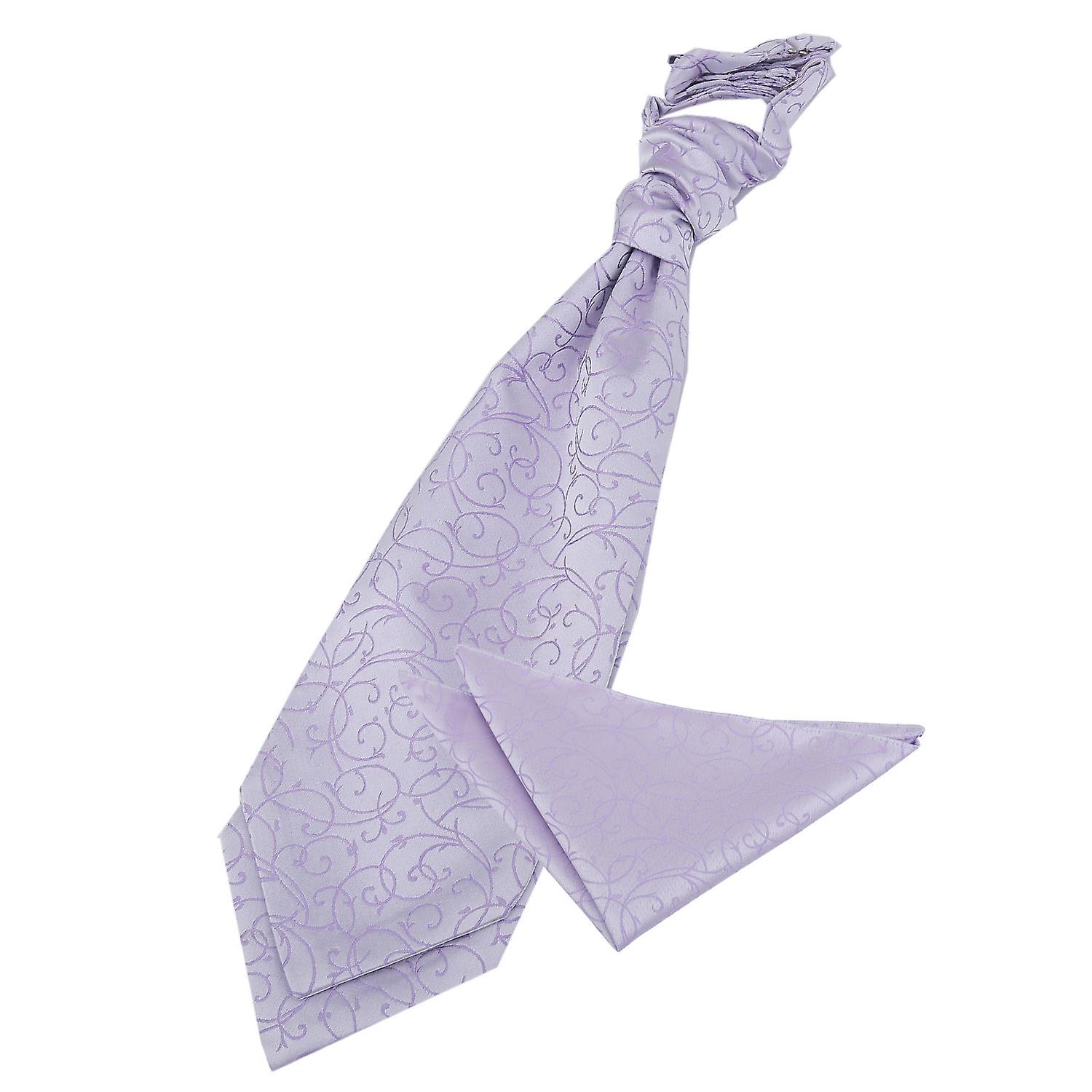 Lilac Swirl Wedding Cravat and Pocket Square Set