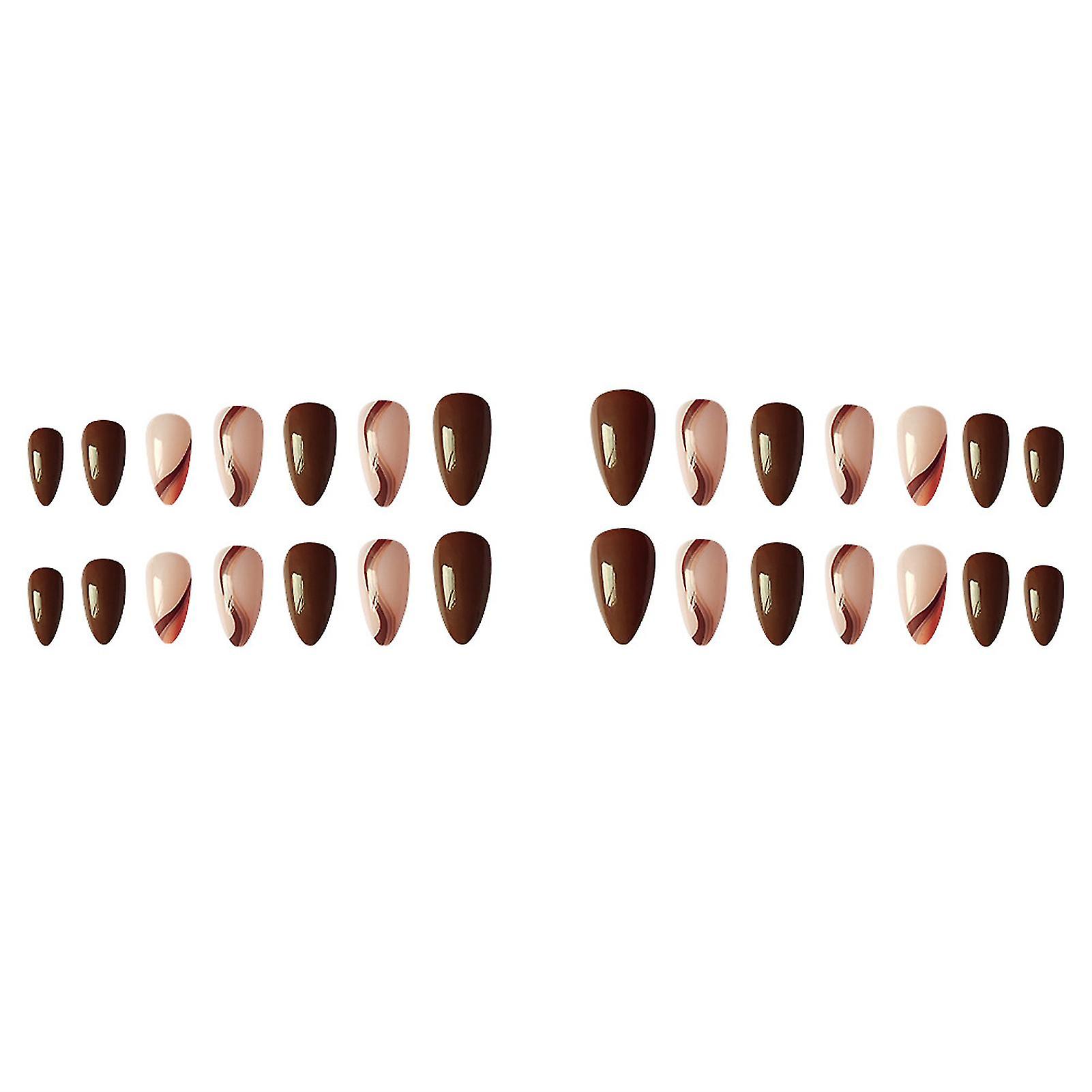 Brown Wearing Nails Fake Nail Patch Press-on Nails For Daily Students Nail Decoration