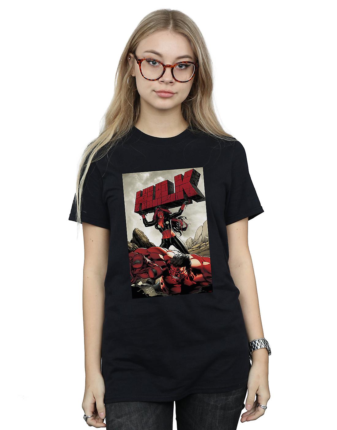 Marvel Women's Red Hulk Cover Boyfriend Fit T-Shirt