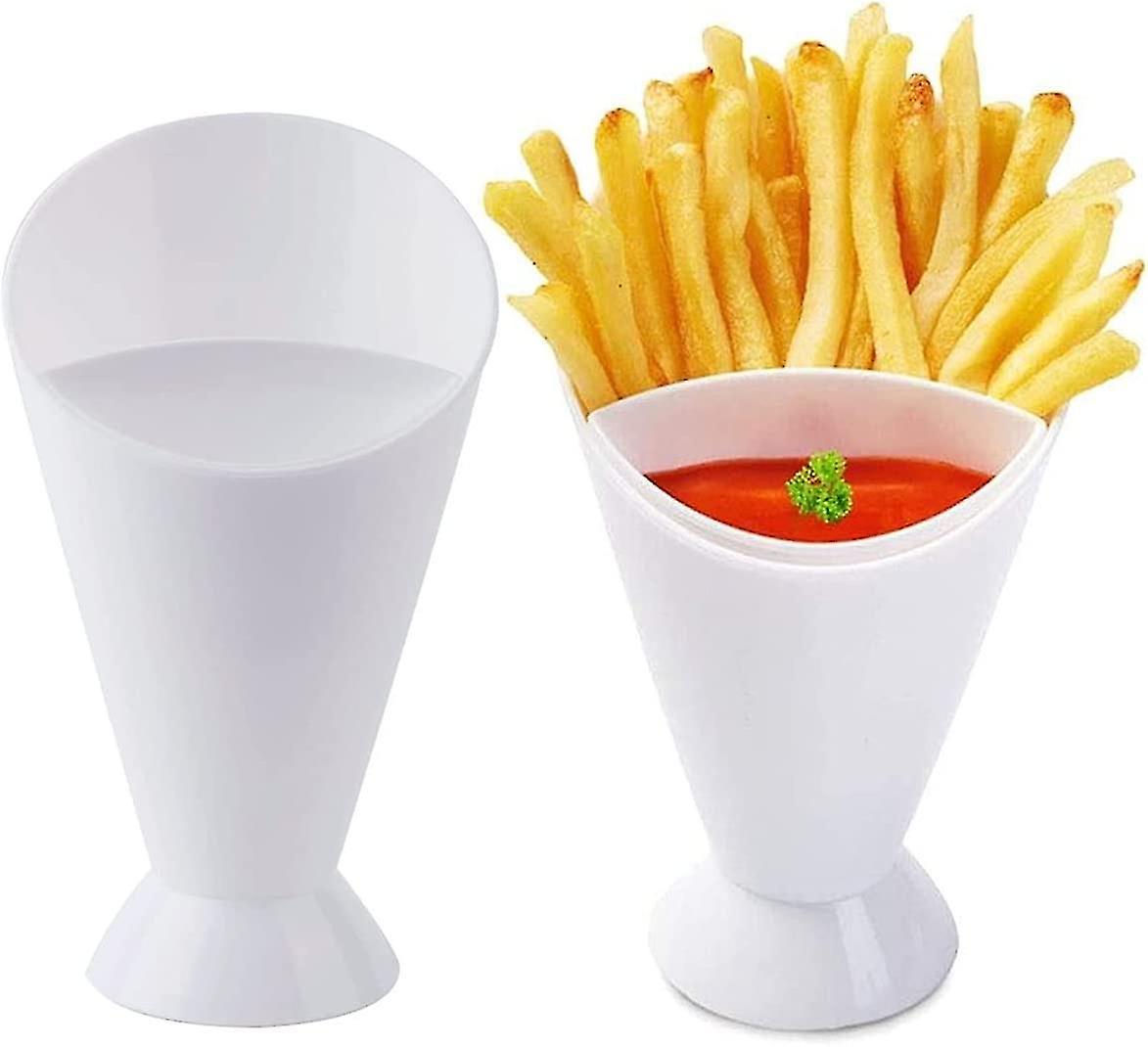 Potato Fries Cup Holder, Regerly 2pcs Plastic Portable 2 In 1 French Fries Salad Bowl Comes With Dip