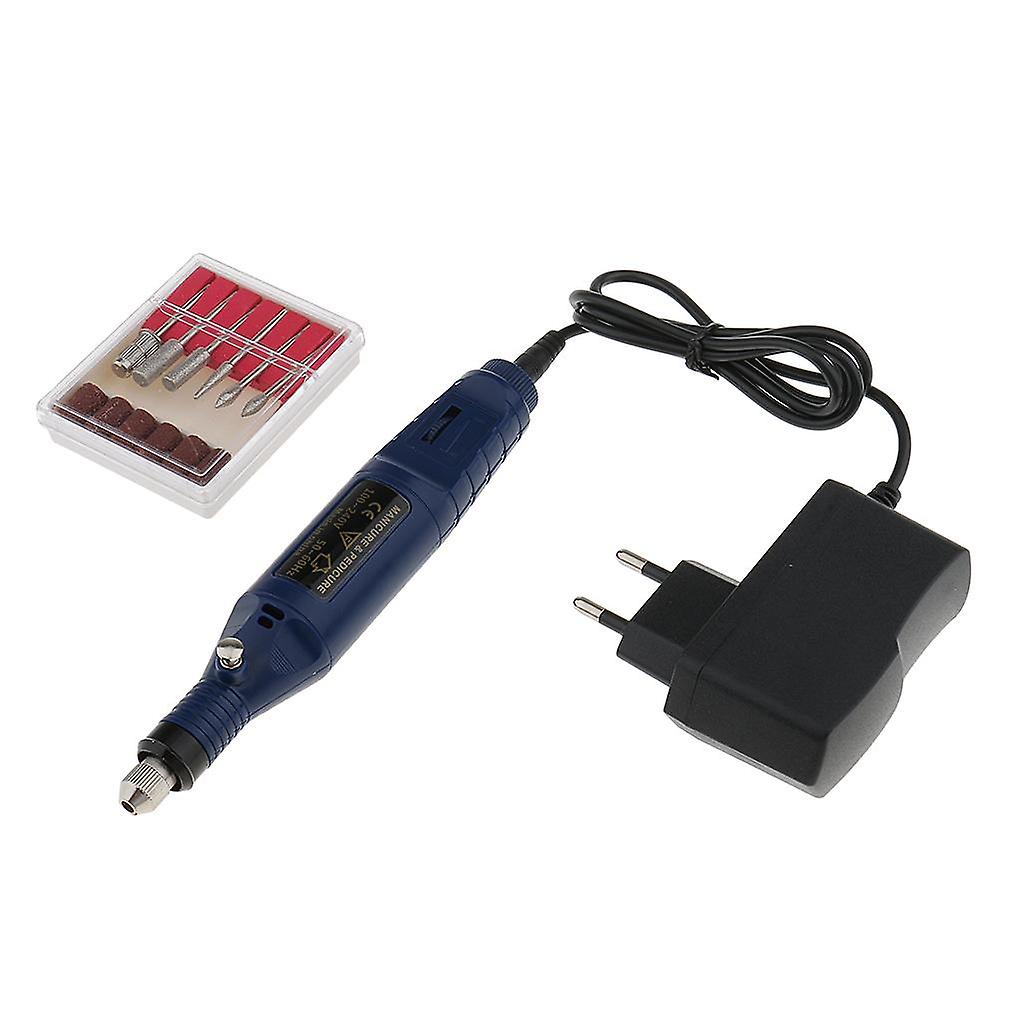 Dark Blue Protable Mini Electric File Nail Drill Set Manicure Machine Kit EU