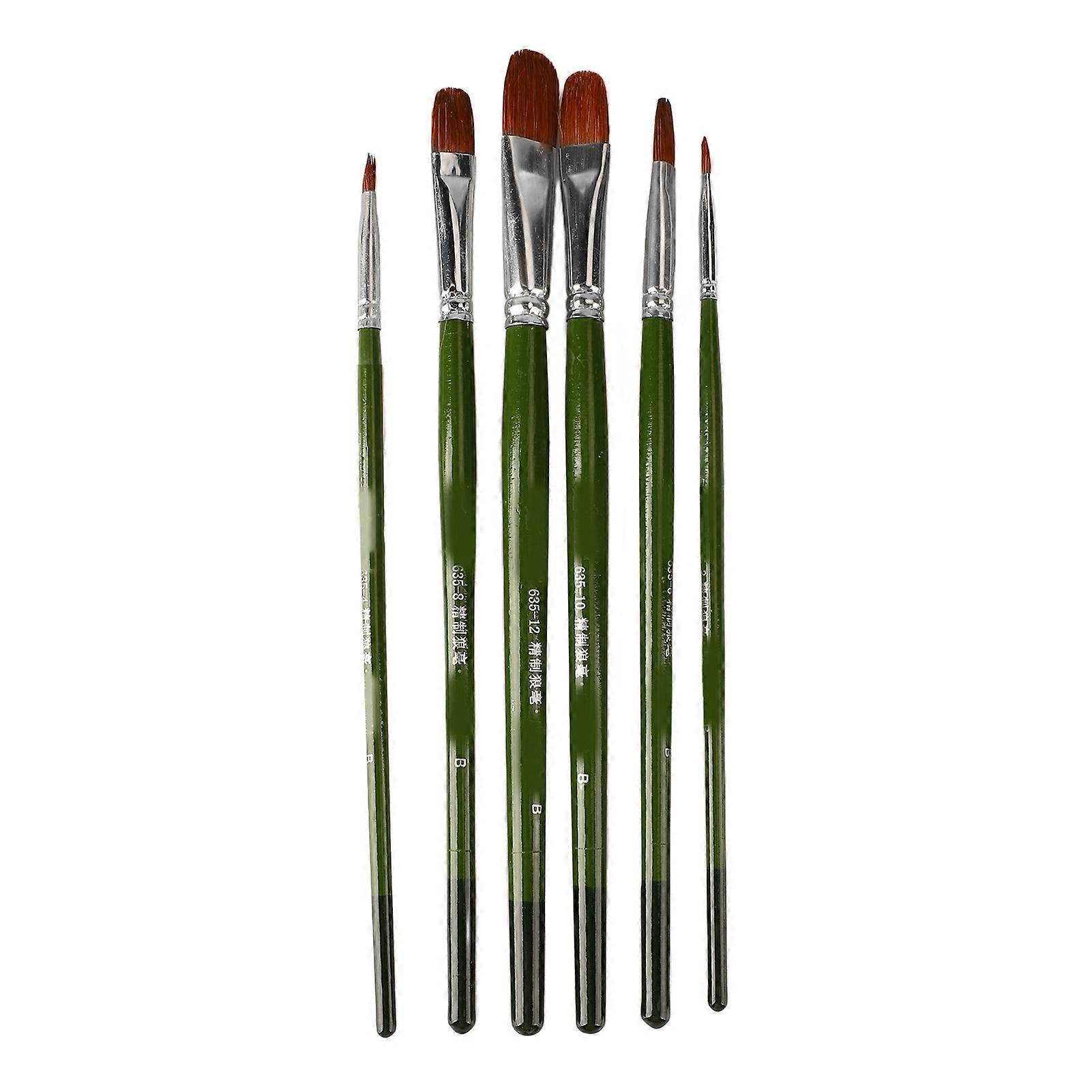 6pcs Gouache Brush Faux Weasel Hair Birch Handle Paint Brushes Set for Beginners Children