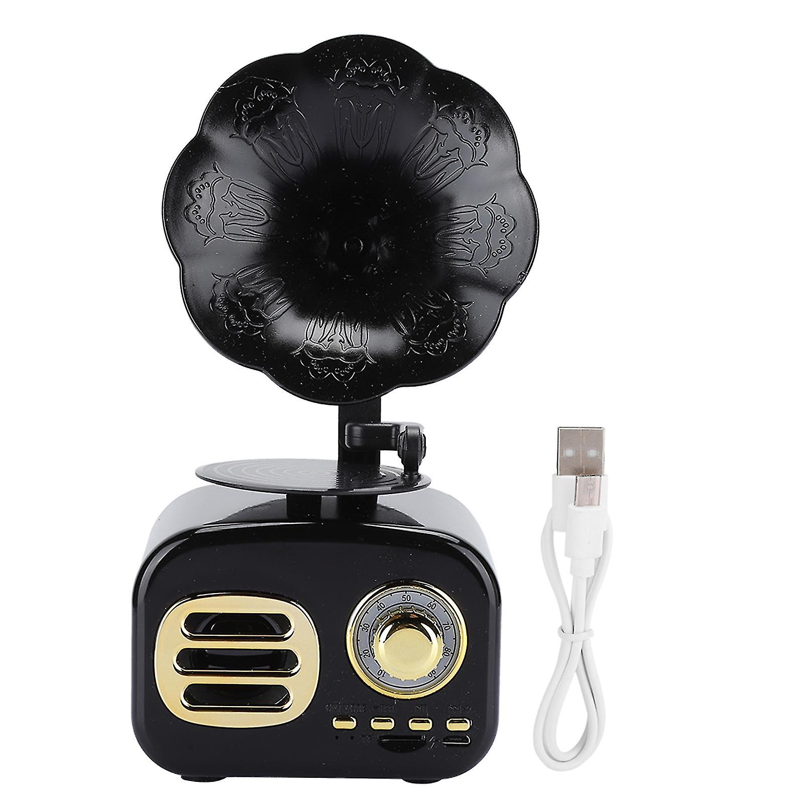 Mini Retro Bluetooth Smart Speaker - Portable Music Player for Desktop & Laptop, Black