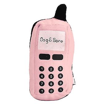 Plush Cell Phone Pet Dogs Cats Teether Teething Sounding Interactive Chew Toy (Pink)