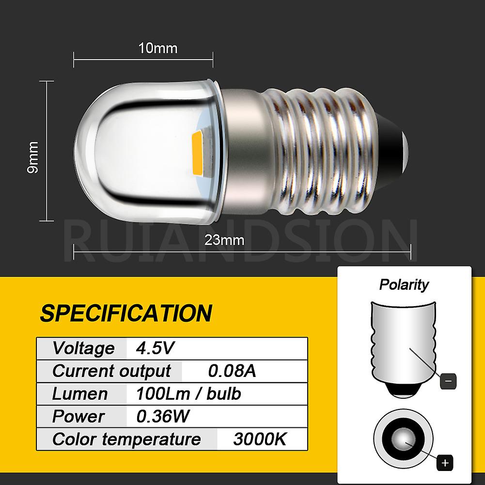 4.5v-4x E10 3v 4.5v 6v 12v Warm White Minature 2835led Mes Upgrade Bulb Lamp Replacement For Torch Flashlight Headlight Motor Bicycle