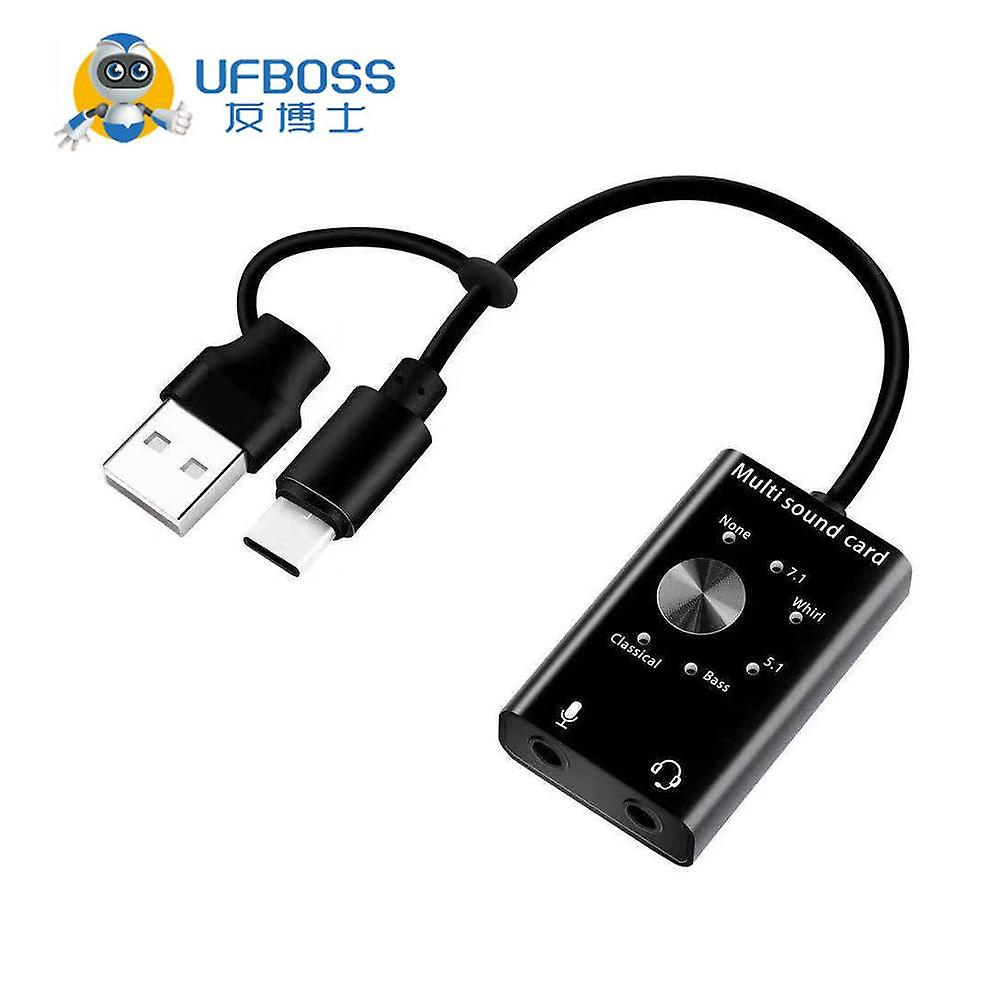 External Sound Card Usb 2.0 Type-c To 3.5mm Jack Headphone Microphone Audio Adapter For Mac Linux Androi Usb Audio Card