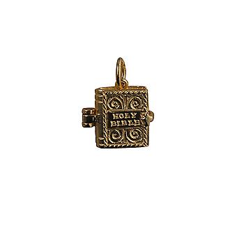 9ct Gold 12x11mm moveable Bible with the Hail Mary inside...