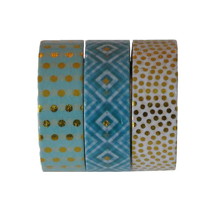 3 masking tapes 10 m - Mint-gold
