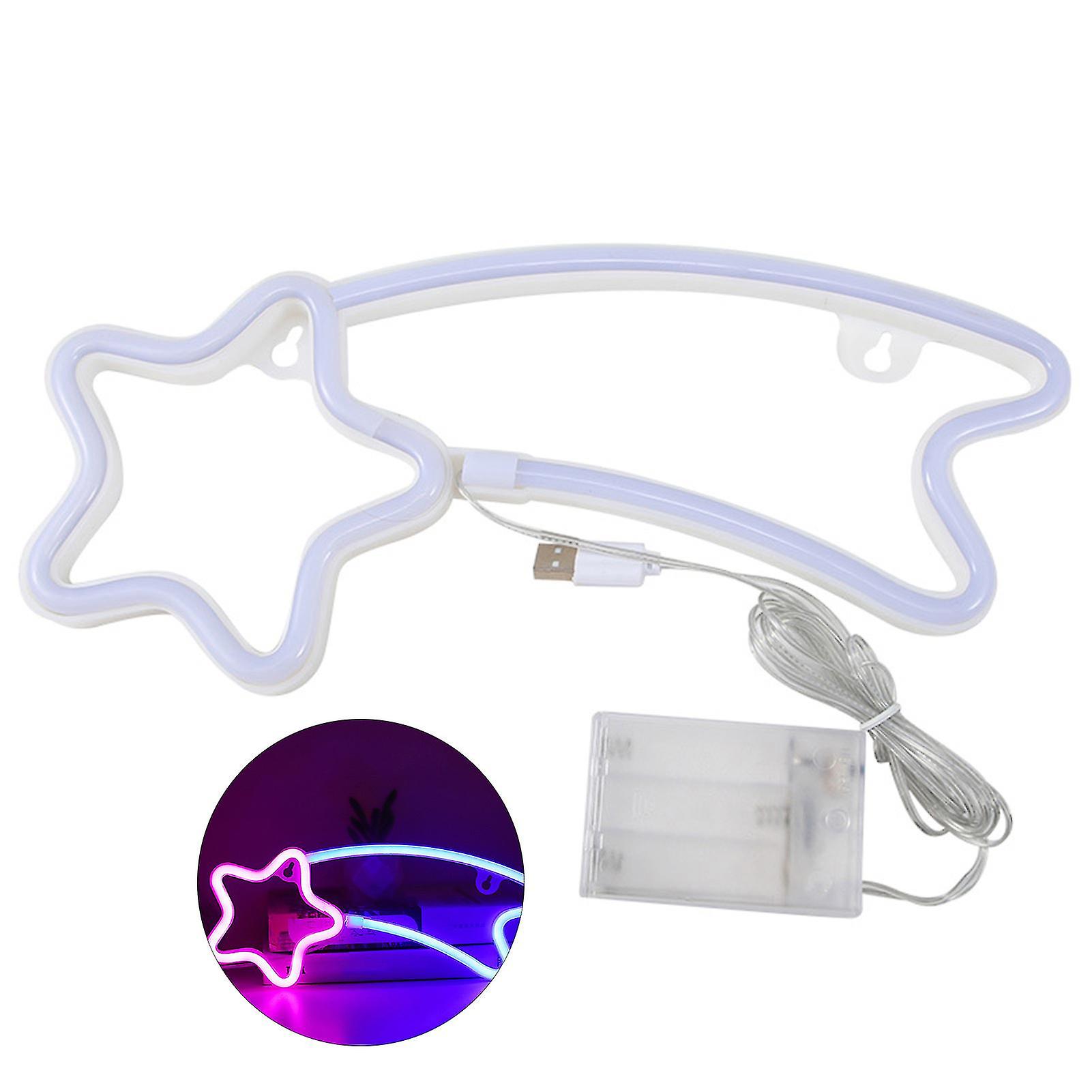 Meteor Neon Sign Lamp Creative Shape Non-glaring Usb/battery Powered Led Neon Light Desktop Ornament