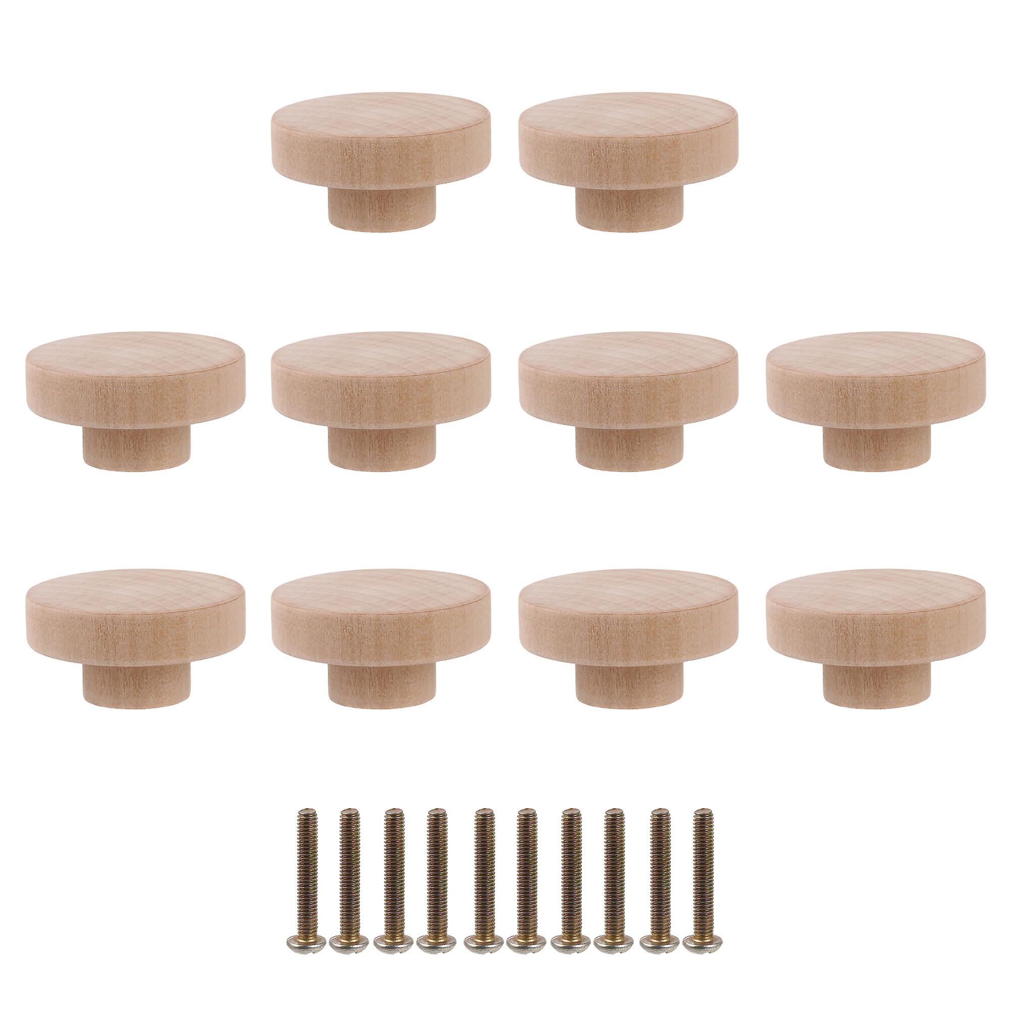 10x Wood Color Wood Cabinet Knob and Drawer Pull 50x25mm