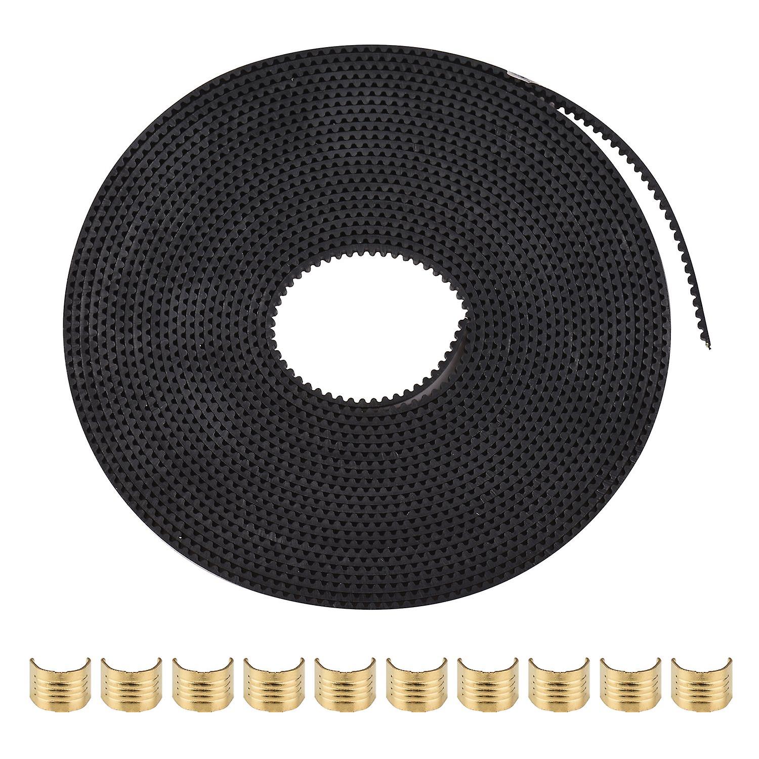 3D Printer Accessary 2GT Timing Belt Width 6mm 5M/16.4ft Length with 10 Brass Copper Buckle for Crea