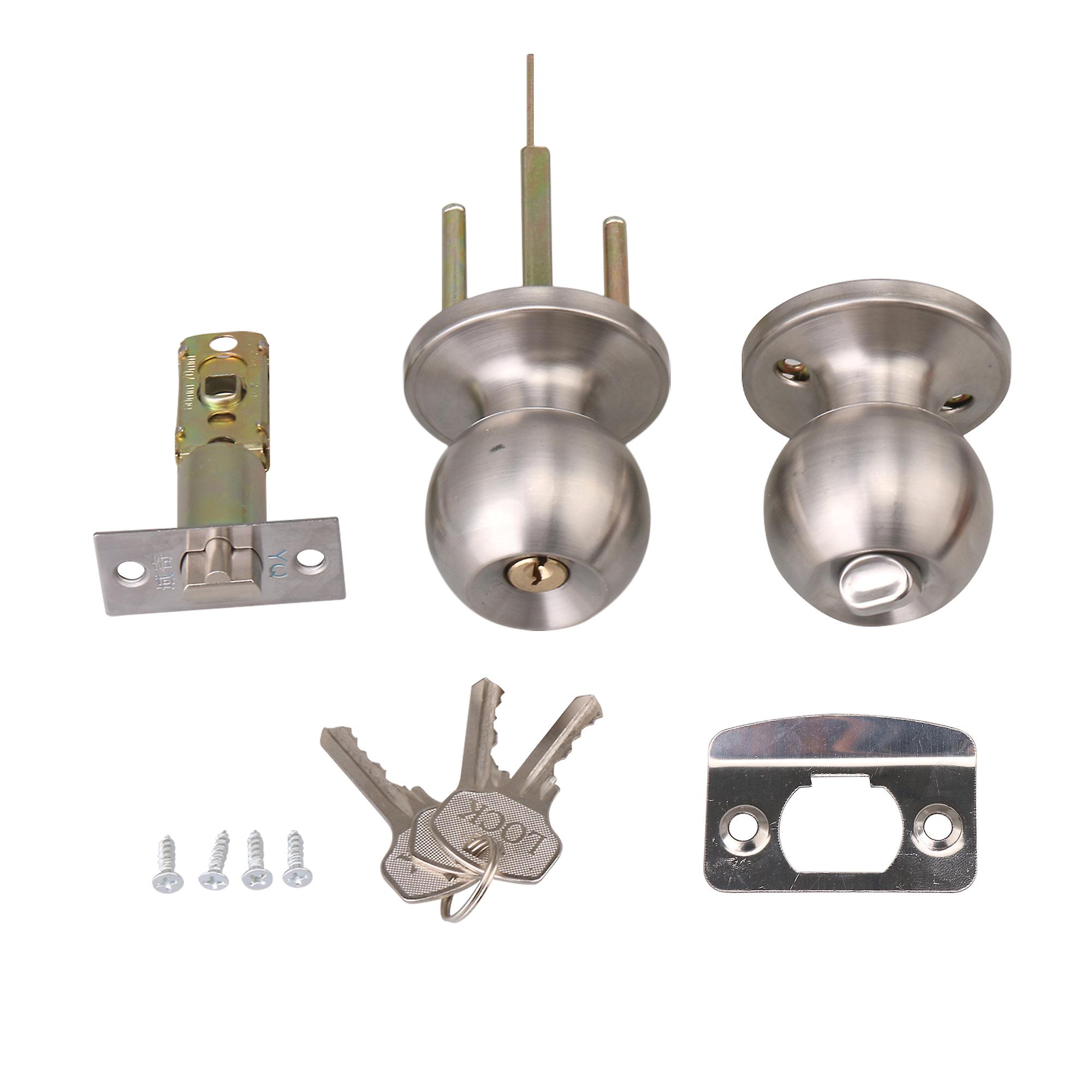 Stainless Steel Round Ball Door Knobs Handles Passage Entrance Lock Latch Set