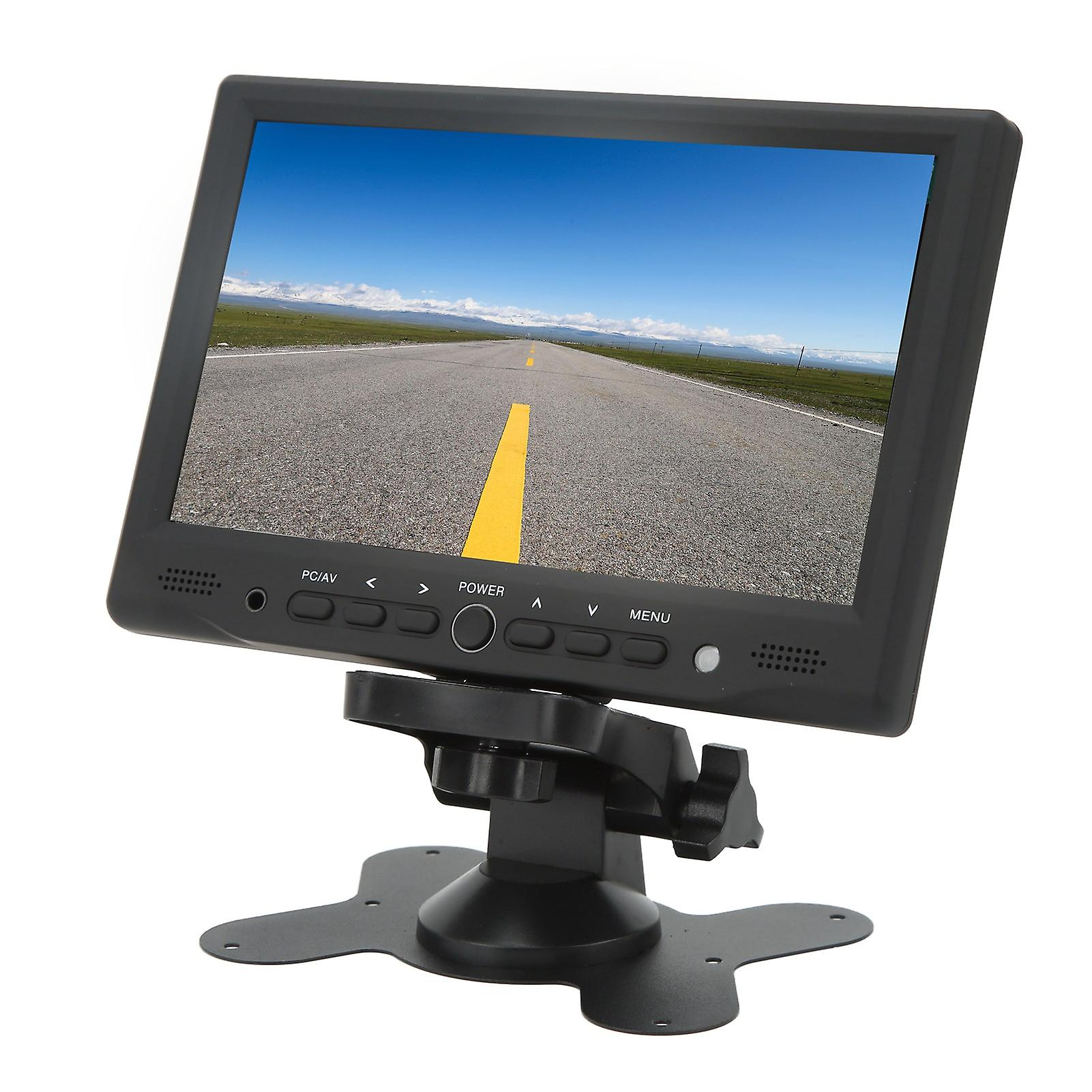 7in TFT LED Monitor VGA AV DC HD Multimedia Interface Color Screen with Dual Speakers Remote Control 100‑240V EU Plug