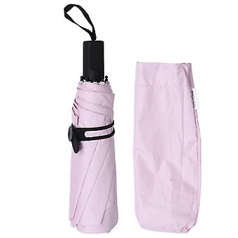 Klappschirm Schwarz Gummi Stahl UV-Schutz 3 Falten Sonnenschirm für sonnige Tage Regentage Rosa mit Silikonband 55x8k
