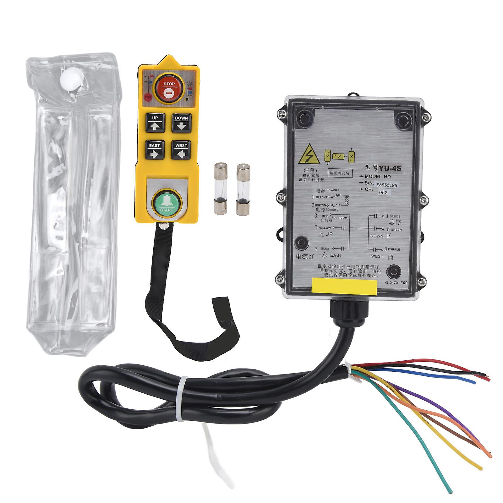 Industrial Remote Control Switch Transmitter Kit Single Handle for Electric Hoist Crane YU‑4SAC 220V