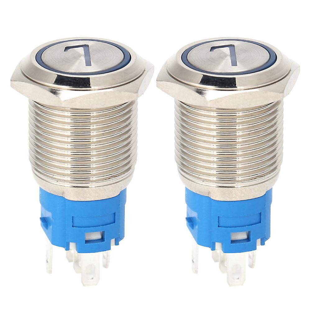 5-pin stainless steel push-button switch with built-in light, automatic reset