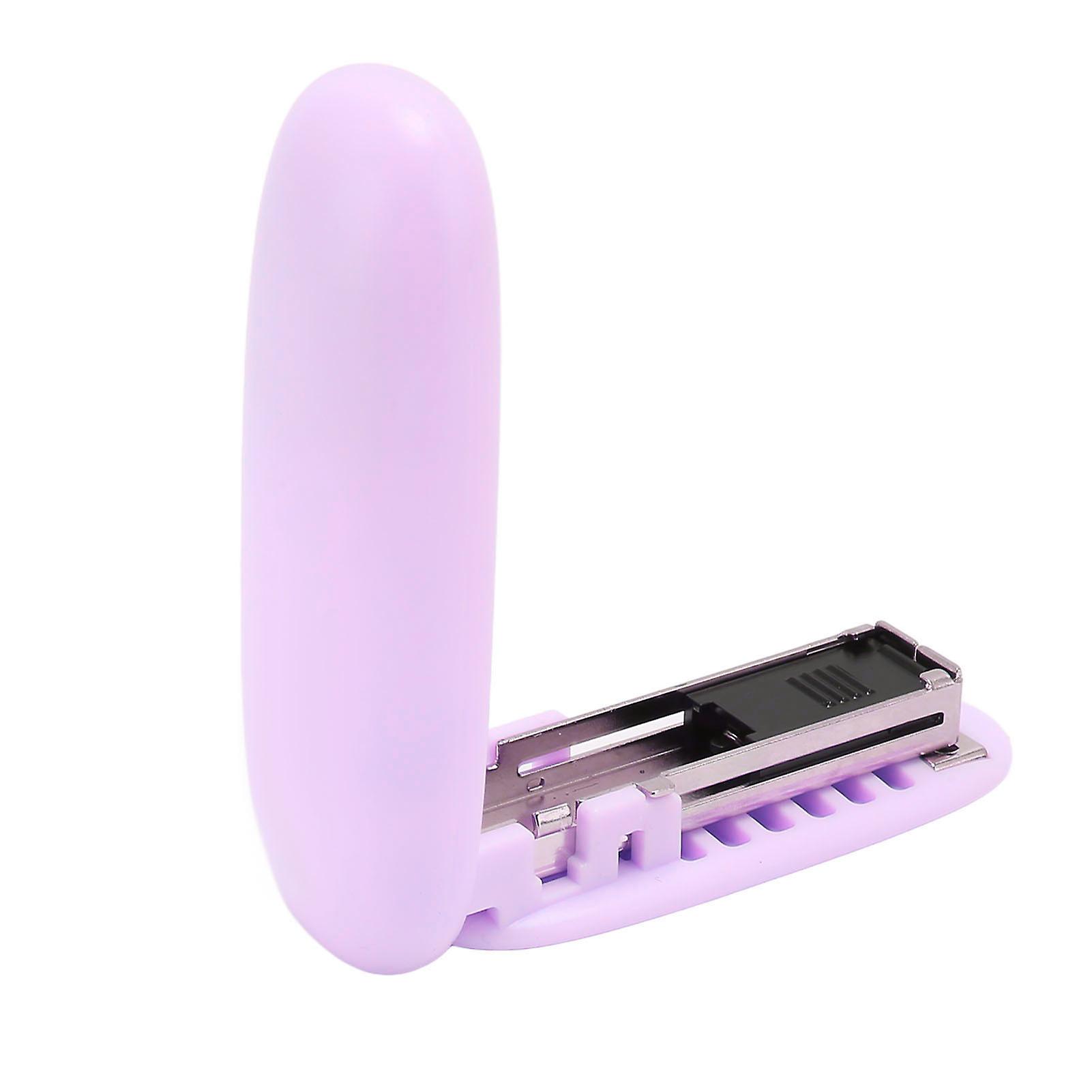 4Pcs Portable Stapler Foldable Storage Effort Saving Lever Structure Compact Rounded Shape Mini Stapler for Office School Purple 