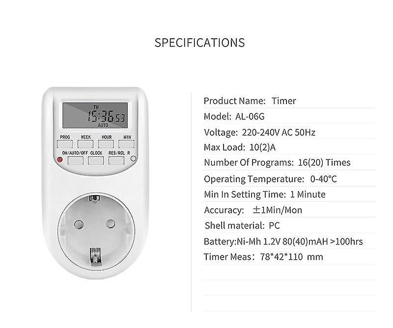 Eu Plug Timer Switch Energy Saving Digital Kitchen Timer Outlet Week Hour Programmable Timing Socket