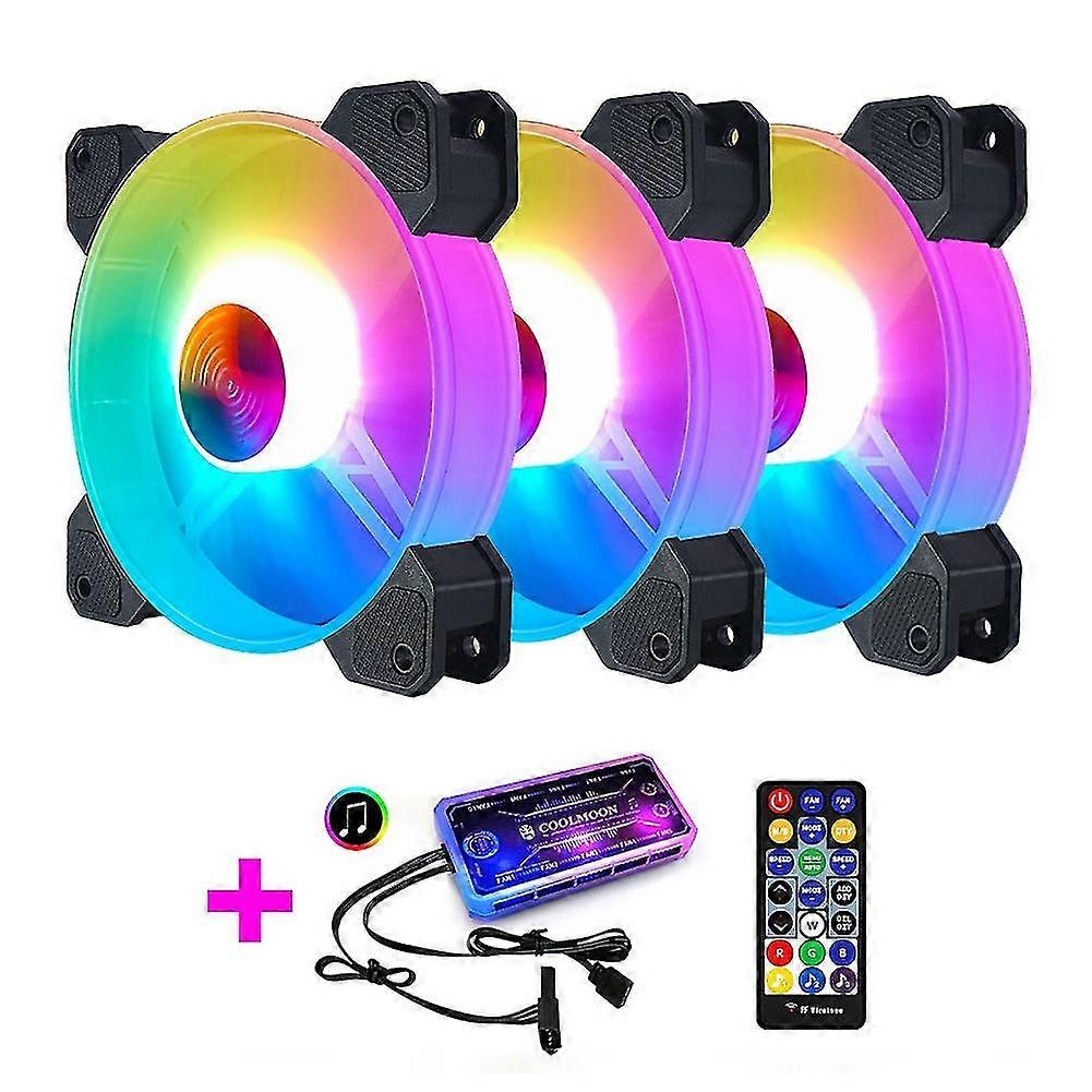 1/3Pcs LED RGB Color Changing Light Computer Case Cooling Fan Heat Dissipation