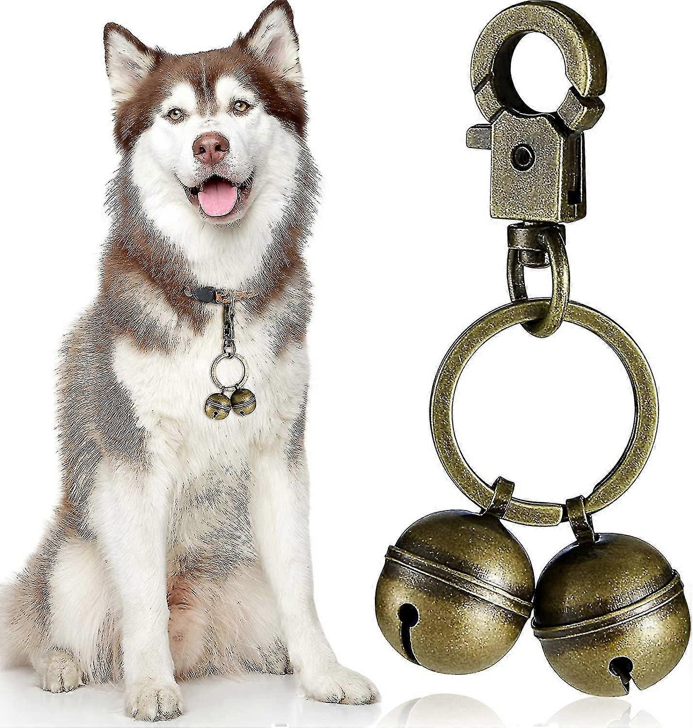 猫と犬の鐘の余分な大音量のペアペット用耐久性のある真鍮の鐘首輪チャームペンダントベル留め金付きスイベルペットトラック