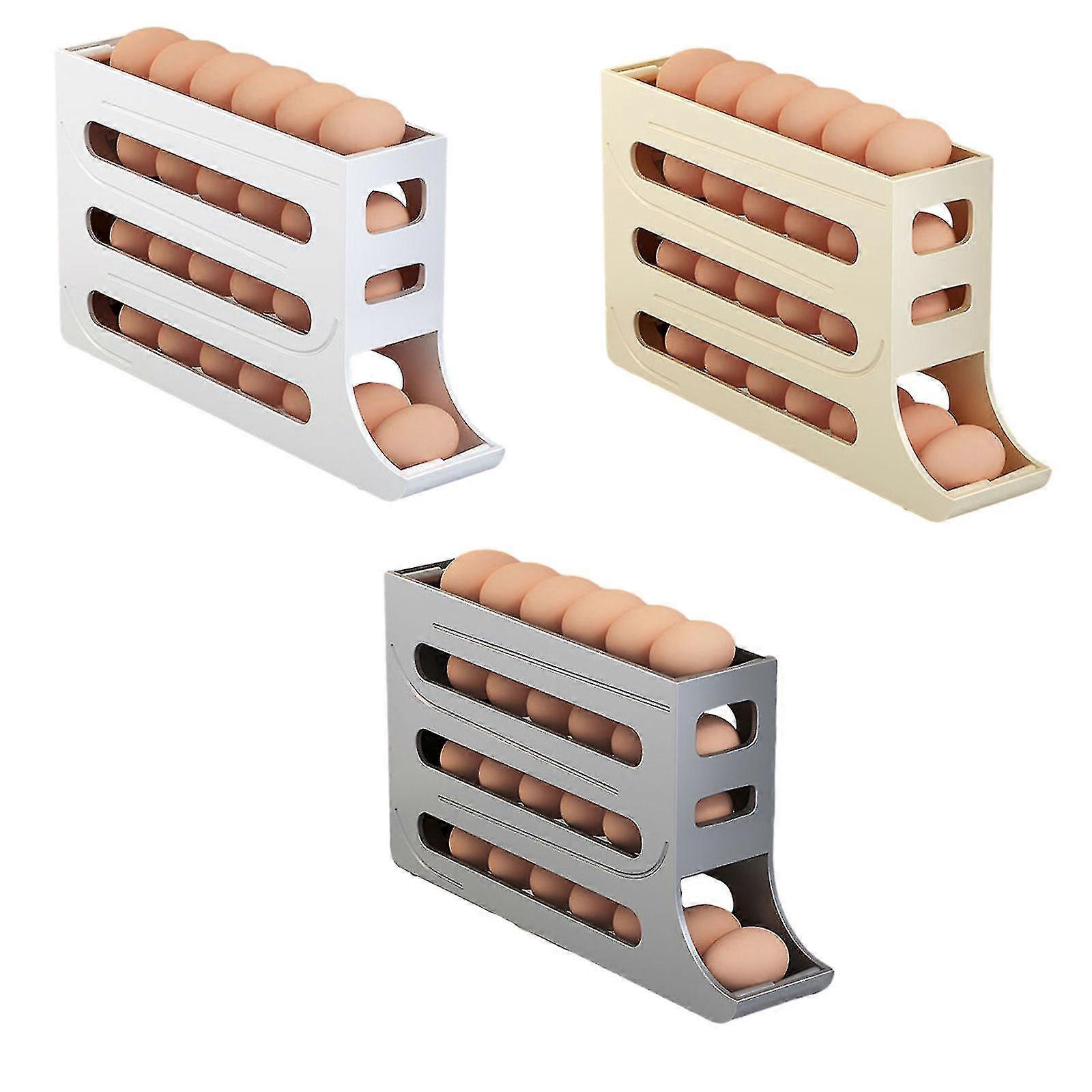 Egg Holder Fridge Egg Tray, Fridge Organizer, Automatic Rolling Egg Holder 4 Layers Automatic Rolling Egg