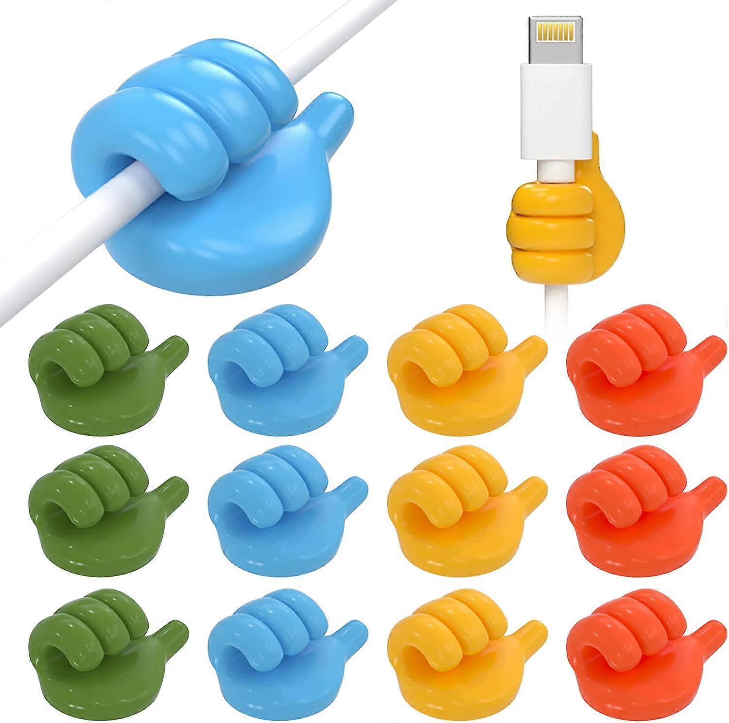 12 Pcs Cable Clips Wire Holders - Adhesive Hooks Wall Hooks, Thumb Hooks Random Colors