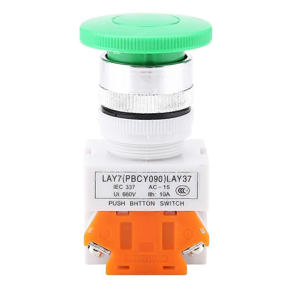 Auto Reset Green Mushroom Push Button Momentary Switch 22mm Mount Lay37-11m