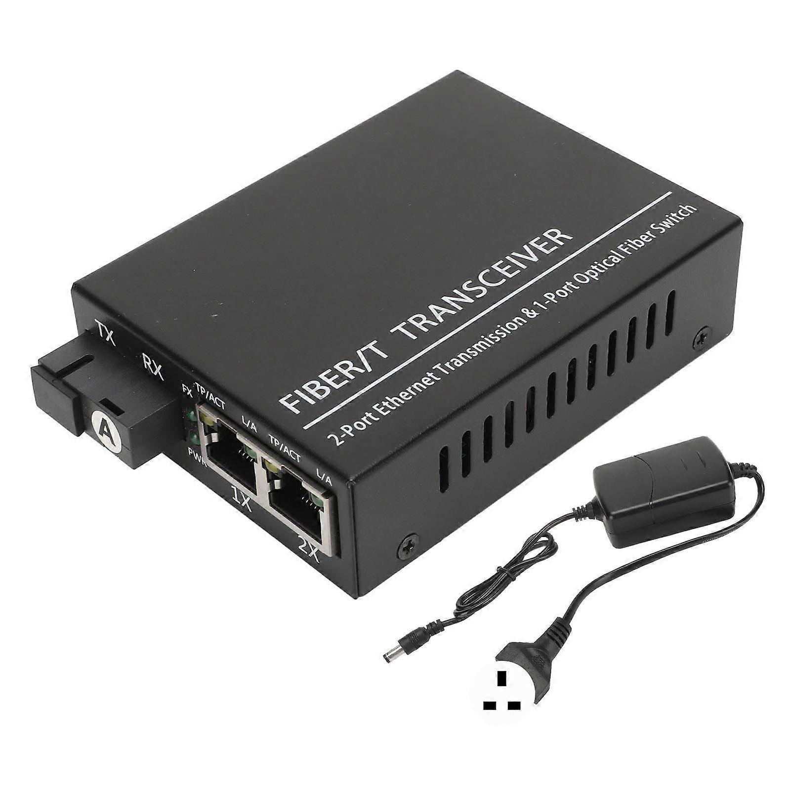 Fiber Transceiver Tx1310nm/Rx1550nm Single Fiber Single Mode RJ45 Port Optical Transceiver 100?240V UK Plug