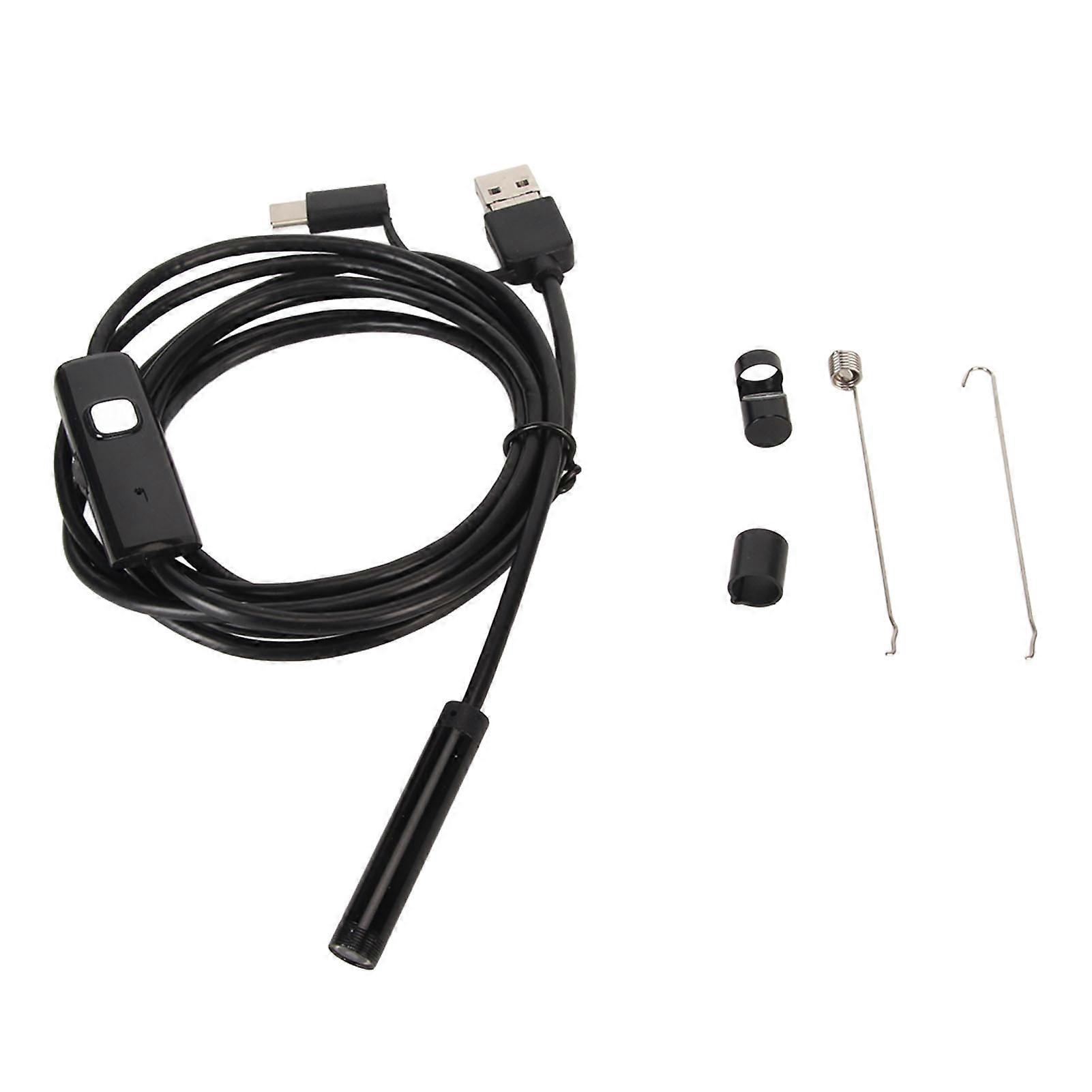 AN100 USB Endoscope 8mm 3 In 1 Endoscope Industrial Borescope HD Camera Compatible Phones Tablets Computers
