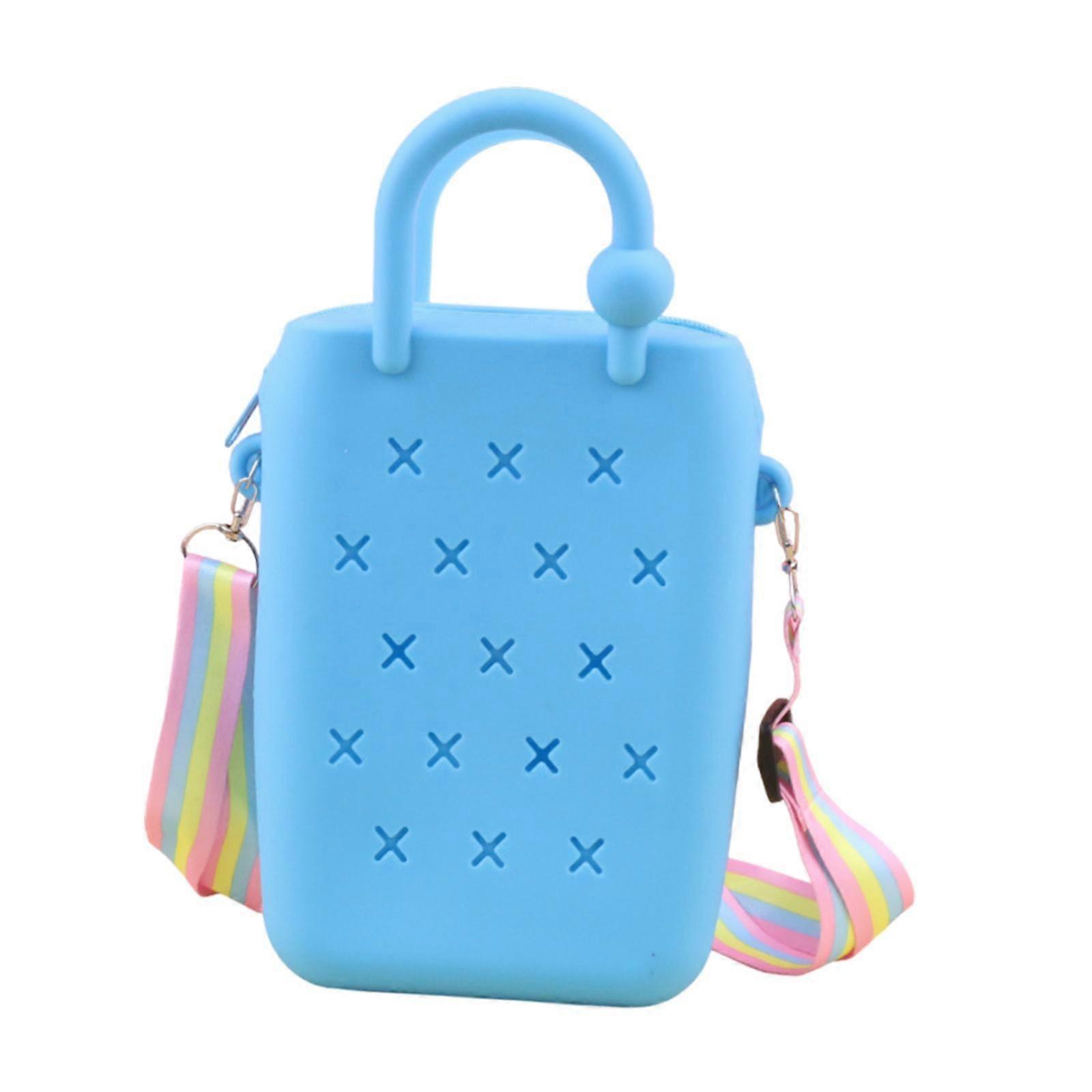 Beach Hole Bag Simple Lightweight Casual Top Handle for Dating Swimming Pool blue