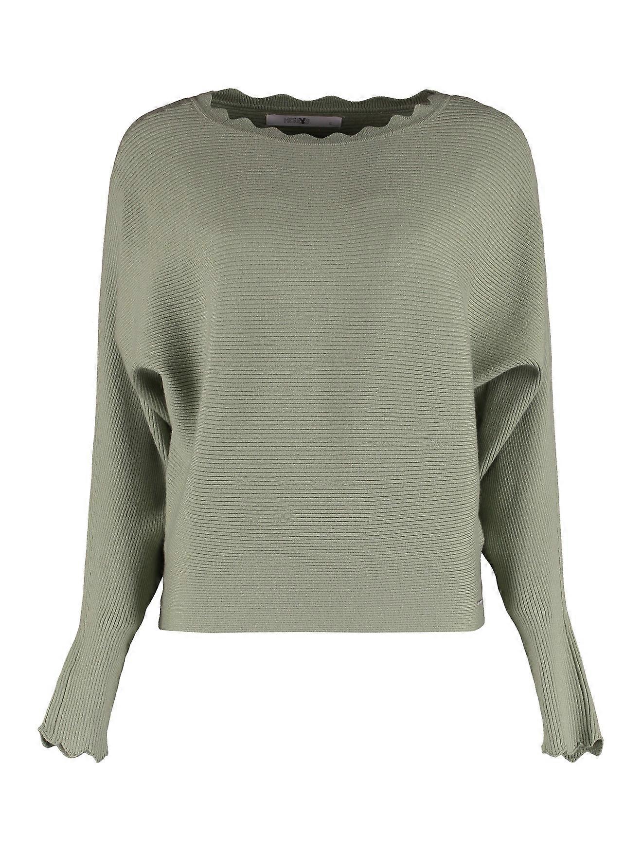 HAILYS Damen Pullover Langarm Locker Geripptes Design Gewellter Rundhals bequem