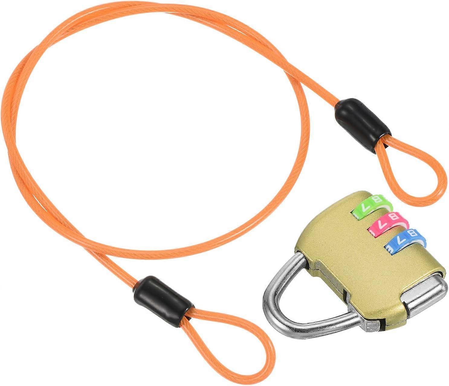 Security Steel Cable with 3 Digit Combination Lock, Bike Chain Padlock 0.5m-2m Coated Safety Wire Rope Double Loop for Outdoor Travel Luggage