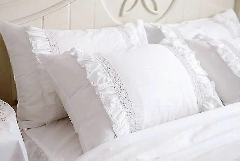 1 pièce princesse blanc pur double couche dentelle Flounced coton mariage pur coton literie taie d’oreiller taie d’oreiller couverture automne décor